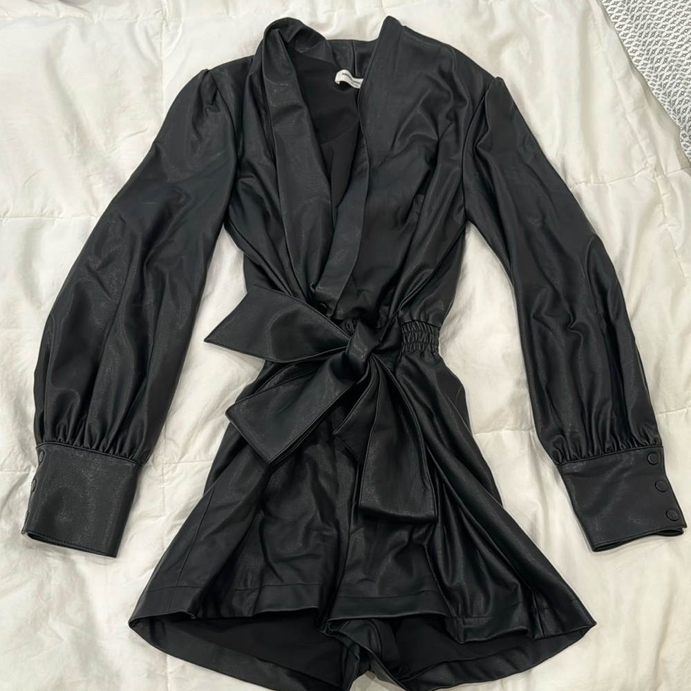 Amanda Uprichard Faux Leather Romper